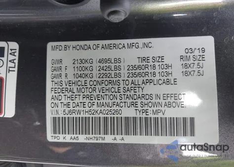 2019 Honda Cr-V Ex from USA, damaged, VIN 5J6RW1H52KA025260